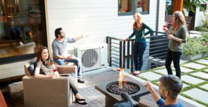 Friends sitting outdoors-Daikin Fit unit