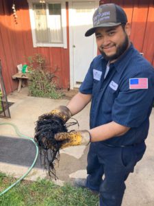 debris from clogged drain